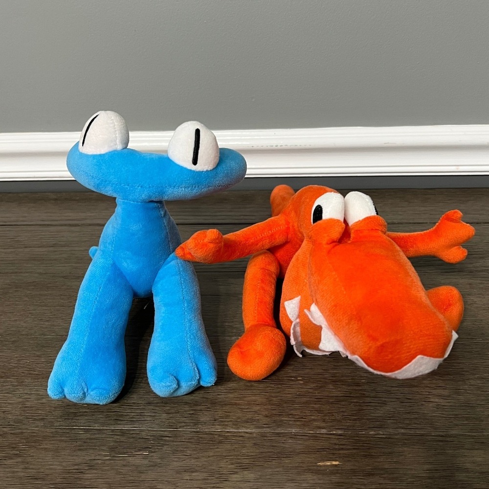 Rainbow Friends Plush Toy Set Blue and Orange Roblox Stuffed Animal Bundle 2pc